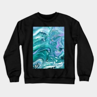 Teal and Purple Acrylic Pour Painting Crewneck Sweatshirt